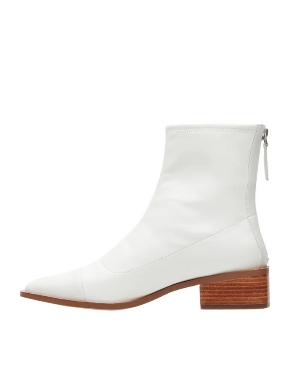 Paolo Women's White Leather Ankle Boots - Classic Block Heel - Picture 6 of 15